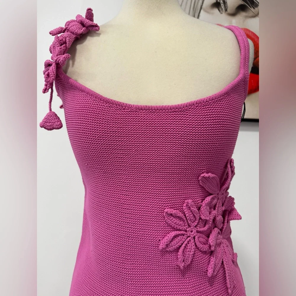 AMUR Allegra Floral Appliqué Knit Midi Dress - Picture 9 of 16